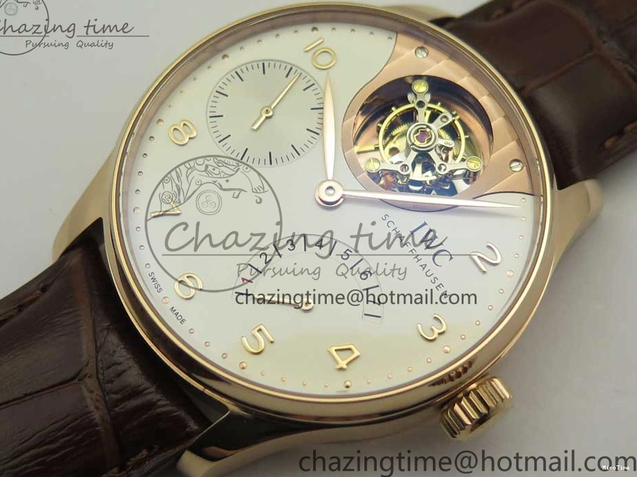 MIROTIME 0514 Portuguese Tourbillon IW5046 RG ZF Best Edition White Dial on Brown Leather Strap UrbanStyle 7144